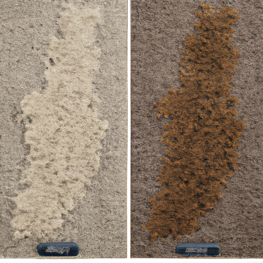 A side-by-side comparison of DIY carpet cleaning techniques versus professional carpet cleaning results.