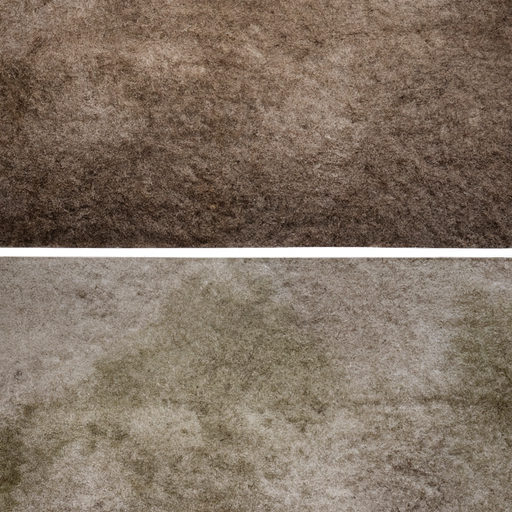 A before and after comparison of a professionally cleaned carpet