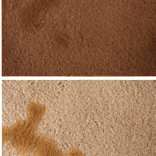 A side-by-side comparison of a DIY stain removal attempt and a professionally cleaned carpet