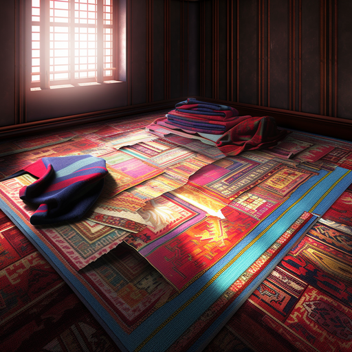 3. An illustration of a rug being rotated and rearranged in a room to promote even wear.
