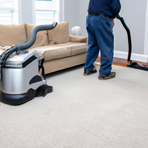 A professional carpet cleaner using state-of-the-art equipment