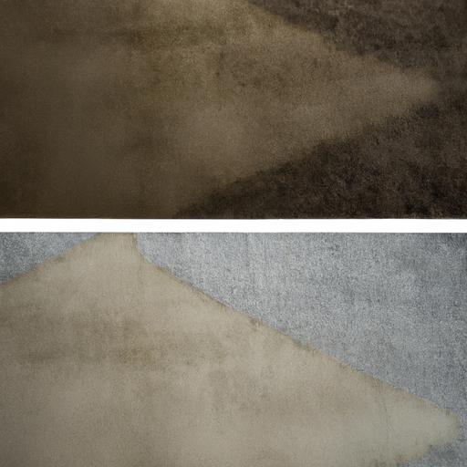 A before and after comparison of a carpet that has undergone steam cleaning.