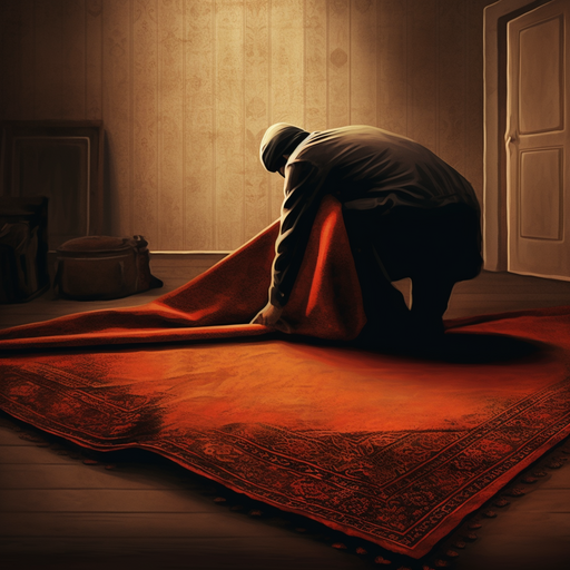 A person placing a protective rug pad under their rug to prevent future stains.