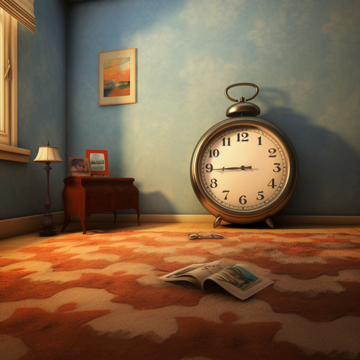 3. A clock showing time ticking away, as a pet stain sets into the carpet