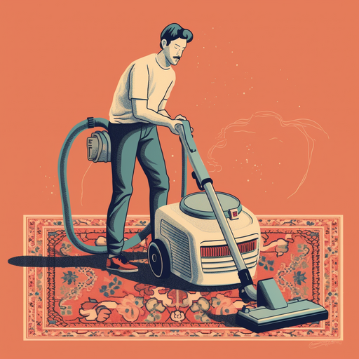 1. An image of a person vacuuming a rug, demonstrating the proper technique.