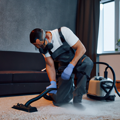 A professional using a steam cleaner on a carpet, demonstrating proper technique.