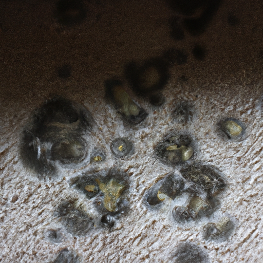 Mold growth visible on the underside of a carpet