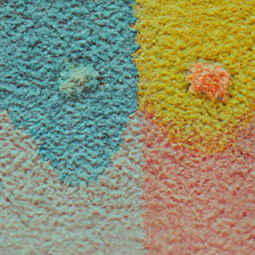 A close-up shot of a stubborn stain on a colorful rug, before and after cleaning.