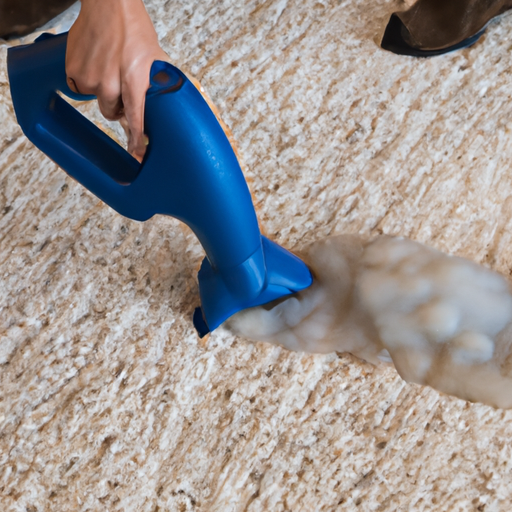 A homeowner using a DIY carpet cleaning solution