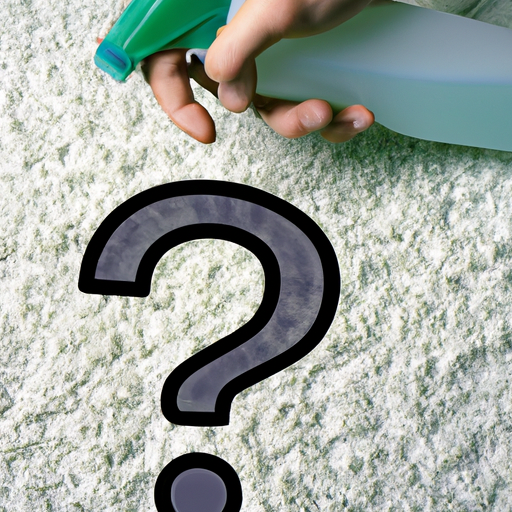 A photo of a person using a chemical carpet cleaner, with a question mark overlay symbolizing the search for alternatives.