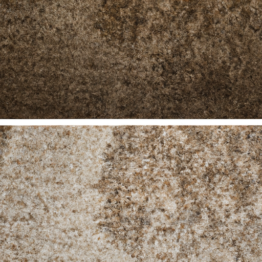 A side-by-side comparison of a carpet before and after steam cleaning and dry cleaning.
