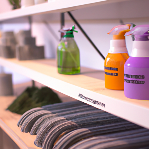 Eco-friendly carpet cleaning products displayed on a shelf