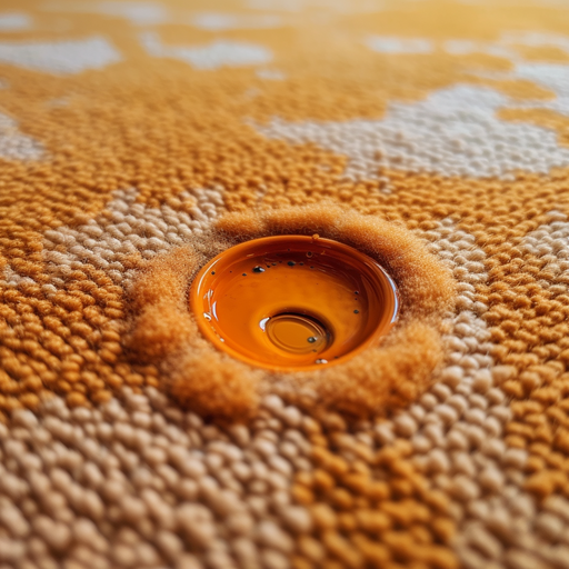 A close-up of a pet stain on a rug, highlighting the need for a powerful cleaning solution