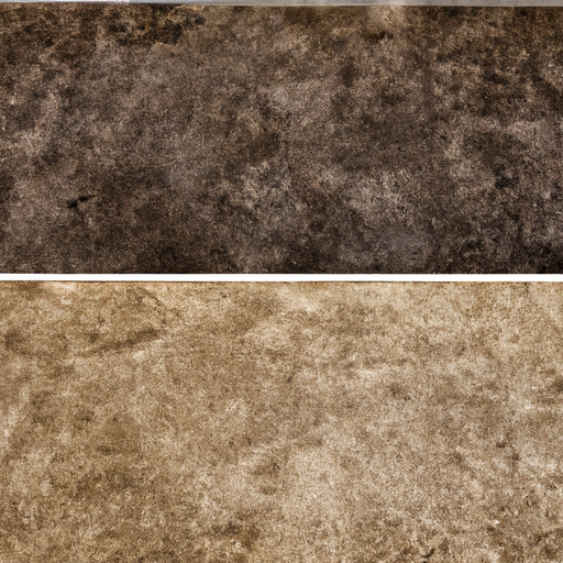 An image showing a coffee-stained carpet before and after cleaning