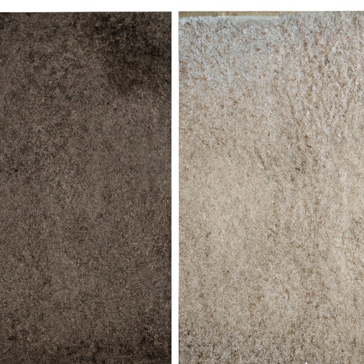 A before and after image of a professionally cleaned carpet