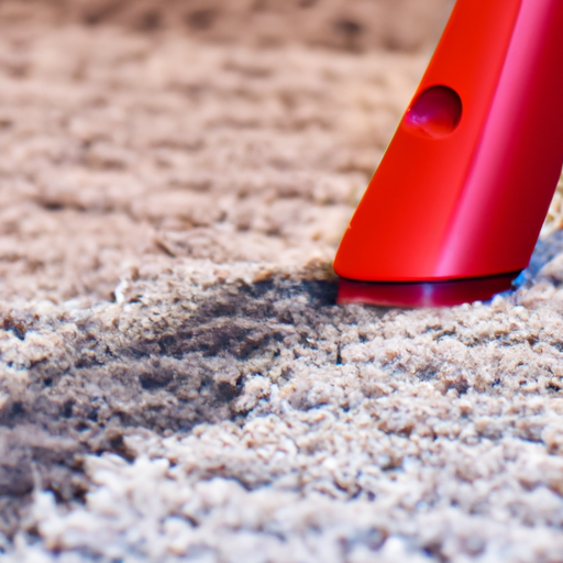A close-up image of spot cleaning a carpet
