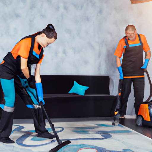 3. A photo of professional cleaners using advanced equipment to clean a carpet