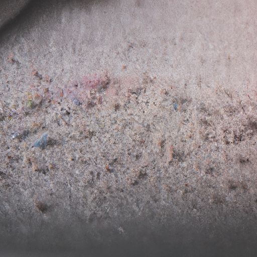 1. A close-up image showing dust particles trapped within carpet fibers