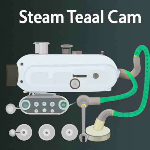 1. An image depicting a steam cleaner and its various components.